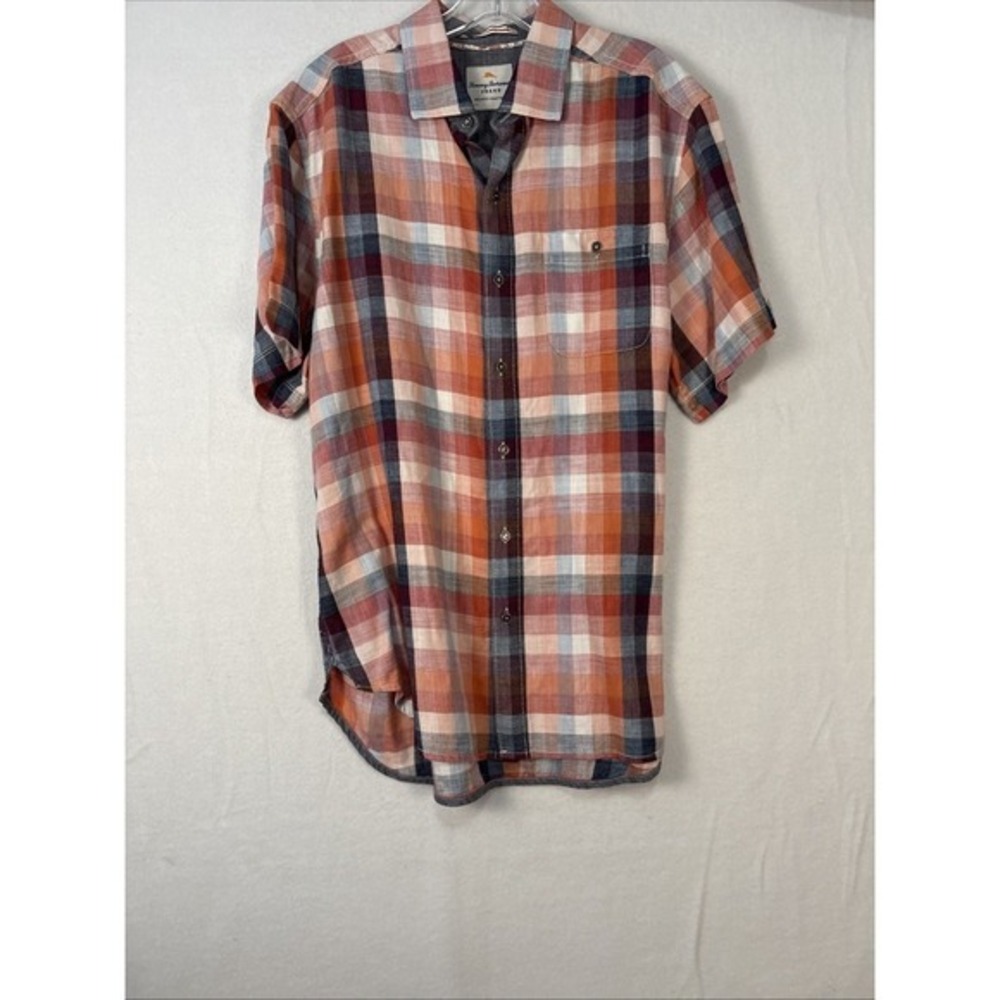 Tommy Bahama Jeans Men L Short Sleeve Shirt Plaid Island Crafted K1295